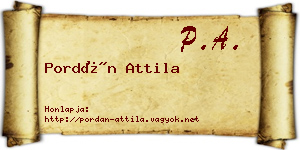 Pordán Attila névjegykártya