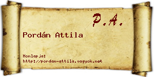 Pordán Attila névjegykártya